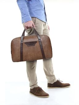 The Clownfish - 27L Unisex Faux Leather Travel Duffle Bag with Detachable Belt