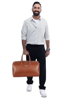 The Clownfish - Unisex Synthetic 33L Brown Duffle Travel Bag with Detachable Belt