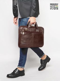 The Clownfish - Faux Leather 15.6 Inch Laptop Messenger Bag with Detachable Belt