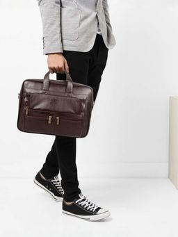 The Clownfish - Faux Leather 15.6 Inch Laptop Messenger Bag with Detachable Belt