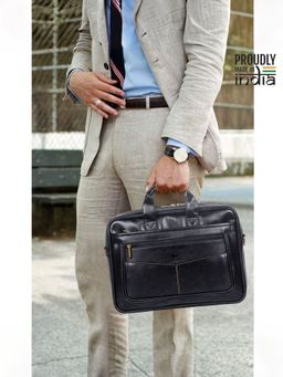 The Clownfish - Faux Leather 15.6 Inch Laptop Messenger Bag with Detachable Belt