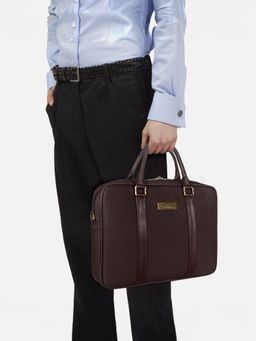 The Clownfish - Faux Leather 15.6 Inch Laptop Messenger Bag with Detachable Belt