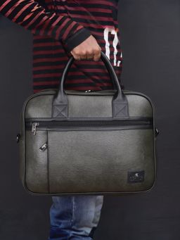 The Clownfish - Faux Leather 15.6 Inch Laptop Messenger Bag with Detachable Belt