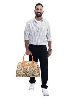 The Clownfish - 24 Litres Tapestry with Faux Leather Travel Duffle Bag with Detachable Belt