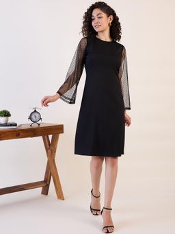 Powersutra - Black Sheer Sleeve Sheath Dress