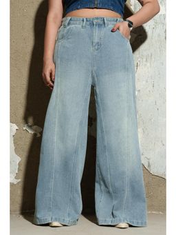 FREAKINS - Spring Blue Curve Denim Flared Korean Jeans