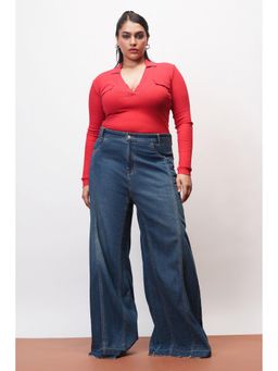 FREAKINS - Intense Blue Curve Denim Korean Jeans