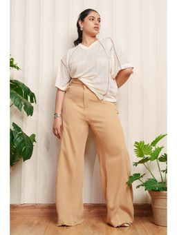 FREAKINS - Ochre Denim Curve Flared Korean Jeans