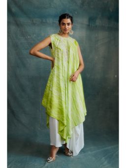 Krishna Mehta - Lime Green Embroidered Kurta and Skirt (Set of 2)