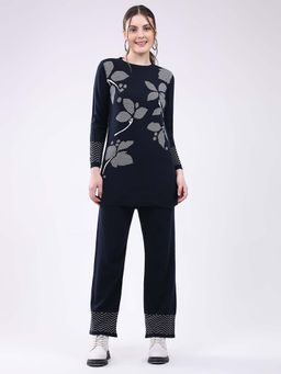 Monte Carlo - Womens Round Neck Full Sleeve Co-Ord Set Navy Blue