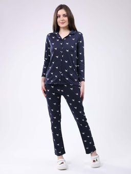 Monte Carlo - Womens Collar Neck Full Sleeve Co-Ord Set Navy Blue