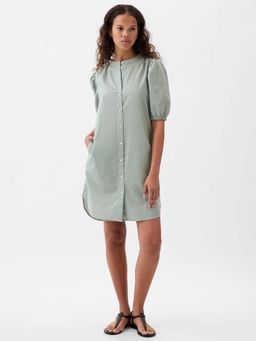 GAP - Womens Belted Shirt Dress Green