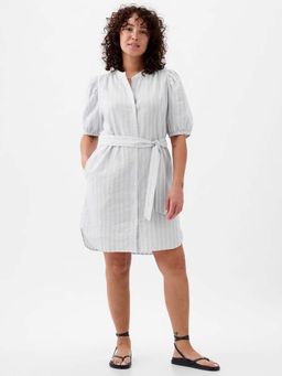 GAP - Womens Striped Belted Shirt Dress Grey
