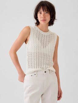 GAP - Womens Round Neck Cable Knit Top Off White