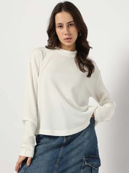 GAP - Womens Crew Neck Solid Top Off White