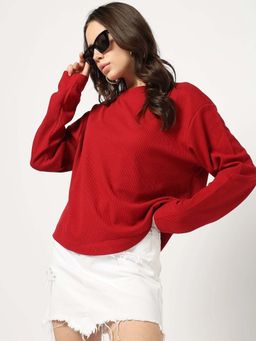 GAP - Womens Solid Crew Neck Top Red