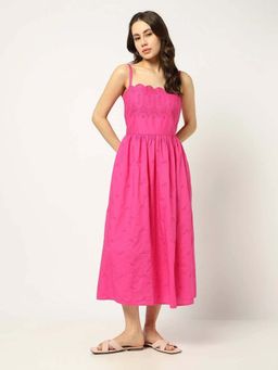 GAP - Womens Eyelet Details Fit And Flare Dress With Insert Pockets Pink