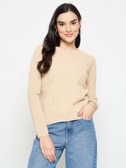 Madame - Textured Viscose Blend Beige Knitted Top