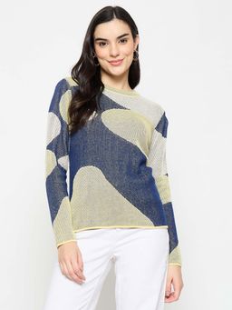 Madame - Geometric Print Multicolor Knitted Top