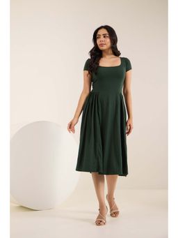 Polago Clothing - Forest Green Cotton Midi Dress