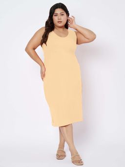 BRINNS - Plus Size Sheath Midi Dress Beige