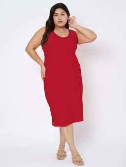 BRINNS - Plus Size Sheath Midi Dress Maroon