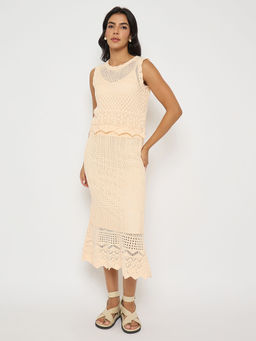 Madame - Semi Sheer Peach Cotton Top and Skirt (Set of 2)