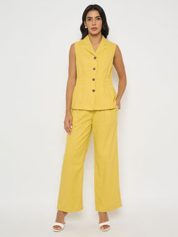 Madame - Mustard Yellow Sleeveless Co-Ord (Set of 2)