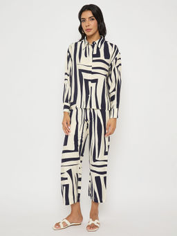 Madame - Navy Blue Rayon Blend Co-Ord (Set of 2)