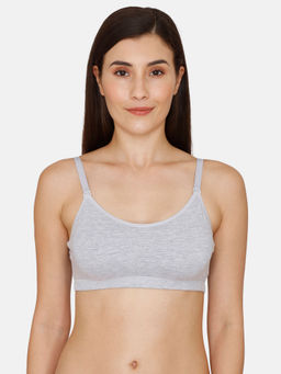 Zivame - Coucou by Zivame Essentials Double Layered Non Wired Medium Coverage Slip On Bra - Grey Melange