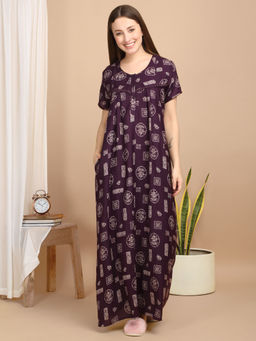 Sweet Dreams - Purple Women Printed Nightdress