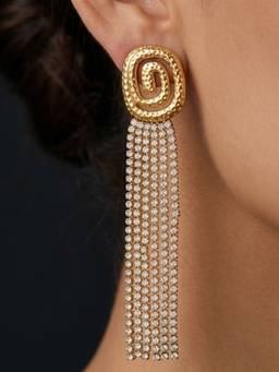 AQUASTREET - Hammered Spiral Zircon Waterproof and Anti-Tarnish Drop Earrings