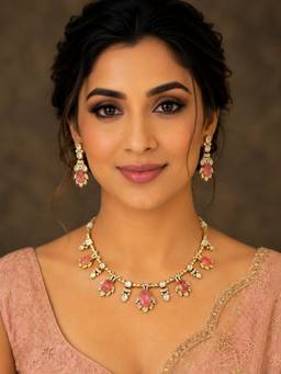 Treemoda - Golden Brass Pastel Drop Jewellery Set