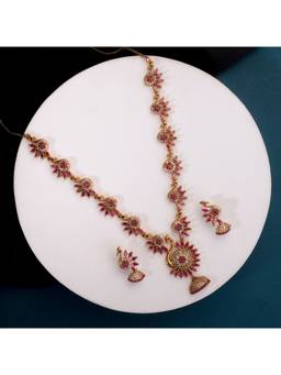Opal Touch - Dazzling Peacock Matte Black Plated Necklace Set