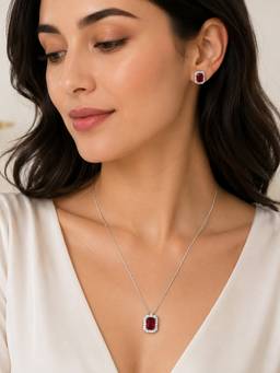Treemoda - Handmade Red Crystal Jewellery Set