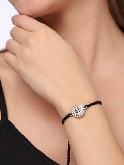 Kicky and Perky - 925 Sterling Silver Handcrafted Sunflower Black Thread Anklet