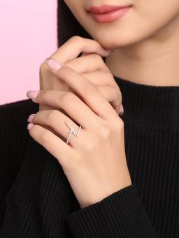 Kicky and Perky - 925 Sterling Silver Rose Gold Plated Moissanite Numerical Ring