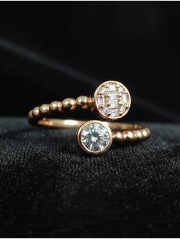 Kicky and Perky - Rose Gold Plated Round Stone Beaded Adjustable Ring