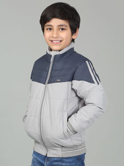 Cantabil - Boys Grey Full Sleeves Puffer Jacket
