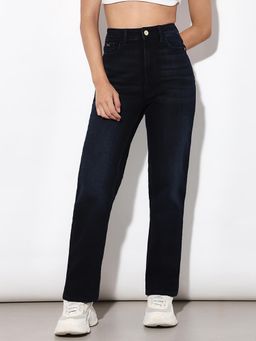 ONLY - Women's Straight Fit High Rise Blue Jeans