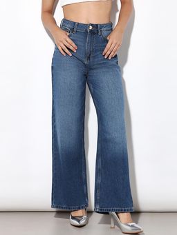 ONLY - Women's Wide Leg High Rise Blue Jeans