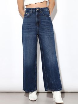 ONLY - Women's Wide Leg High Rise Blue Jeans