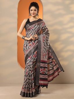 Libas - Printed Silk Blend Saree for Women With Unstitched Blouse