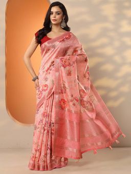 Libas - Printed Silk Blend Saree for Women With Unstitched Blouse