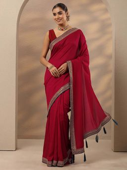 Libas - Embellished Silk Blend Saree With Unstitched Blouse