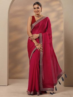 Libas - Embellished Silk Blend Saree With Unstitched Blouse