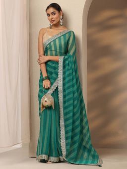 Libas - Embellished Silk Blend Saree With Unstitched Blouse