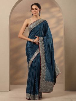 Libas - Embellished Silk Blend Saree With Unstitched Blouse