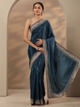 Libas - Embellished Silk Blend Saree With Unstitched Blouse