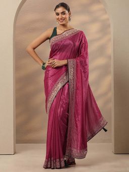 Libas - Embellished Silk Blend Saree With Unstitched Blouse